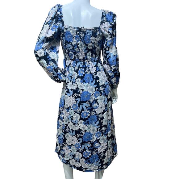 J. Crew Smocked Linen Daydream Dress Zinnia Floral Size MT Boho Dress - Picture 3 of 11